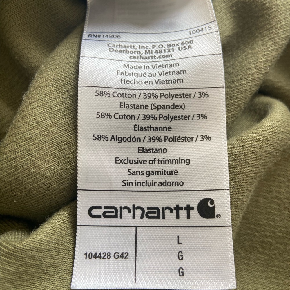 Carhartt Mens Sage Green Quarter-Zip Sweatshirt Size Large - Picture 5 of 5